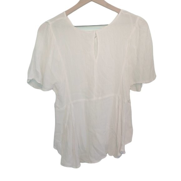 Zara White 100% Viscose Lace Up Blouse Size Small - Picture 2 of 6